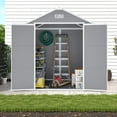 thumbnail image 1 of Resin Storage Shed 6x5ft，Outdoor Storage Sheds with Floor, HD Window, Lockable Doors and Vents, Tool Shed for Bike, Garden, Backyard,Lawn, All Weather Use (Grey, 6 * 5ft), 1 of 9