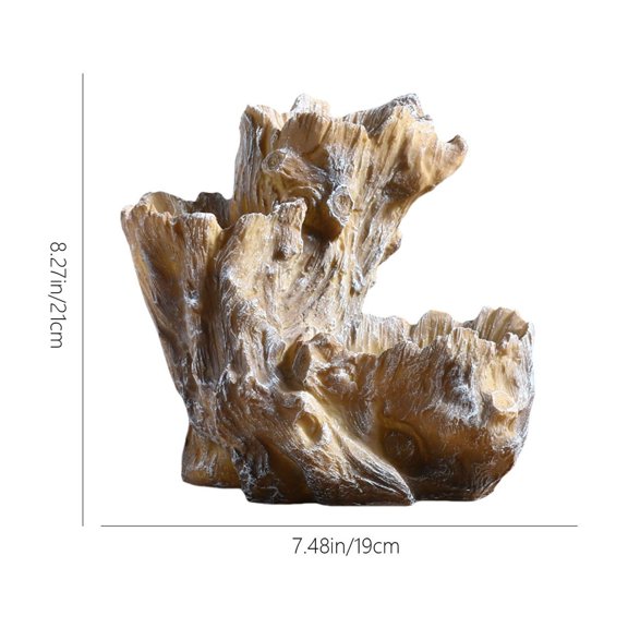 Resin Stump Planter for Multi-Plant Display, Artificial Faux Stump Flowerpot with Independent Compartments, Natural Texture & Durable Material