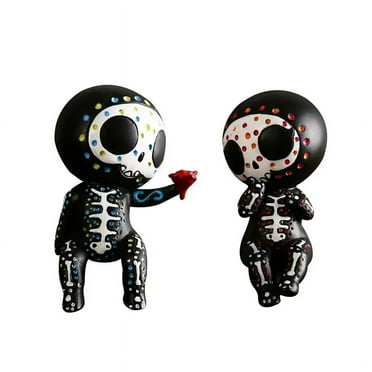 Resin Sugar Skull Couple Statue Miniatures Collectible Decorative Creative Home Office Table Accessories Gift Crafts Figurines