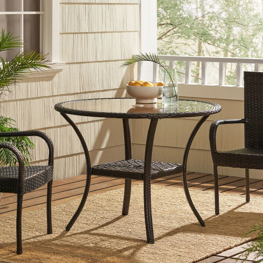 Resin Table, Outdoor Woven Rattan Patio Table for Garden Deck, Brown