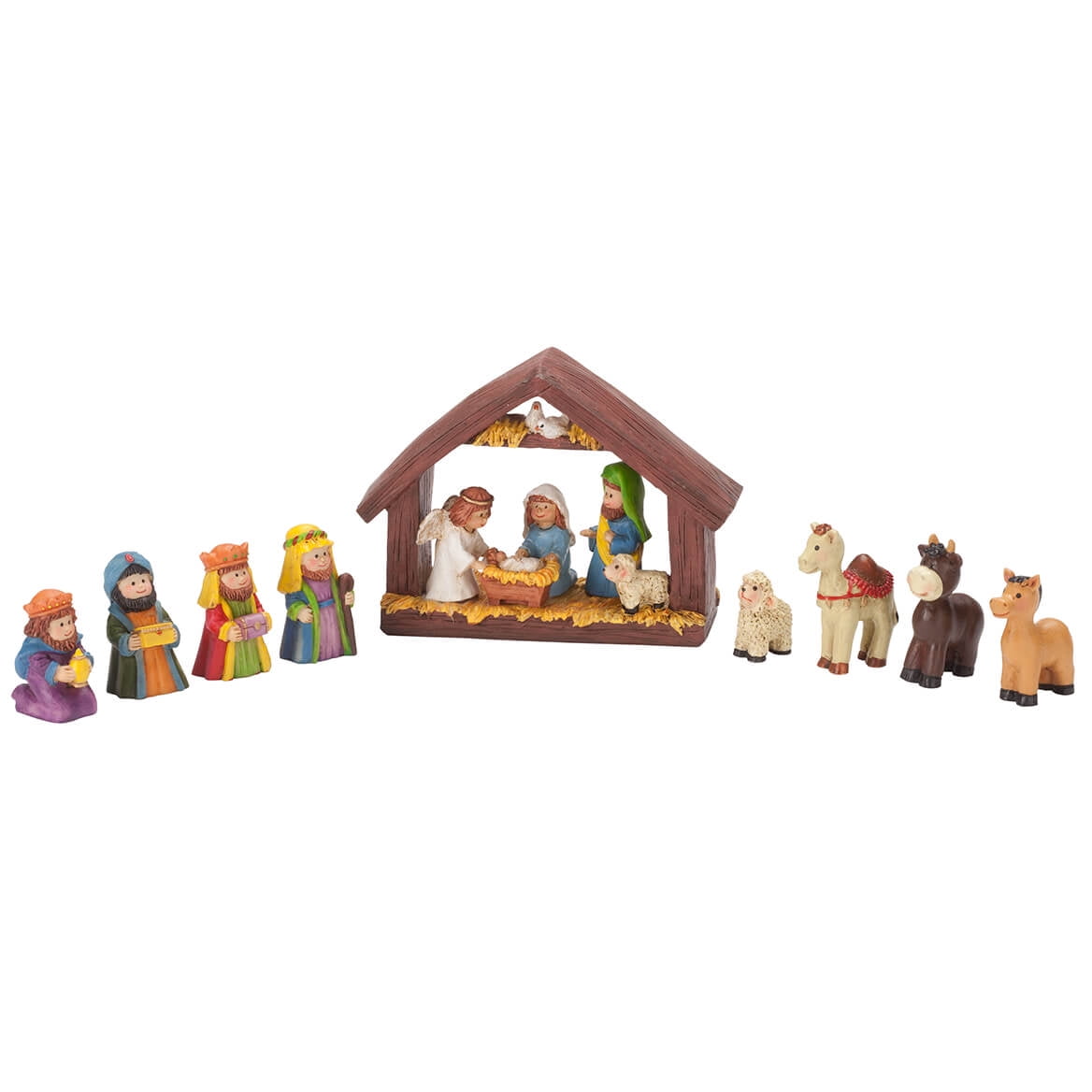 Handpainted Colorful Resin Tabletop Nativity Set