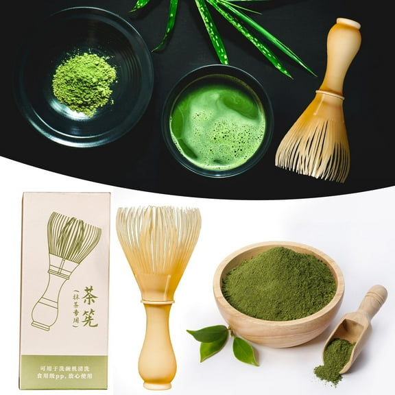 Resin Tea Whisk for Matcha, Traditional Matcha Tea Ceremony Tool with Tea Spoon & Tea Sieve, Durable Resin Chasen for Loose Leaf Tea, Matcha Prep Utensil for Home & Tea Bar, Beige, 4.7*2.3in