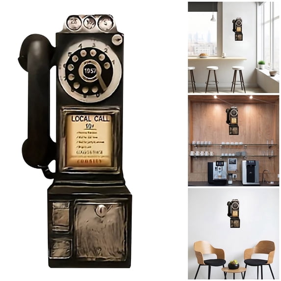 Resin Telephone Hanging Photo Prop for Living Room Photography Classic Retro Desk Accessory Unique for Styling and Display