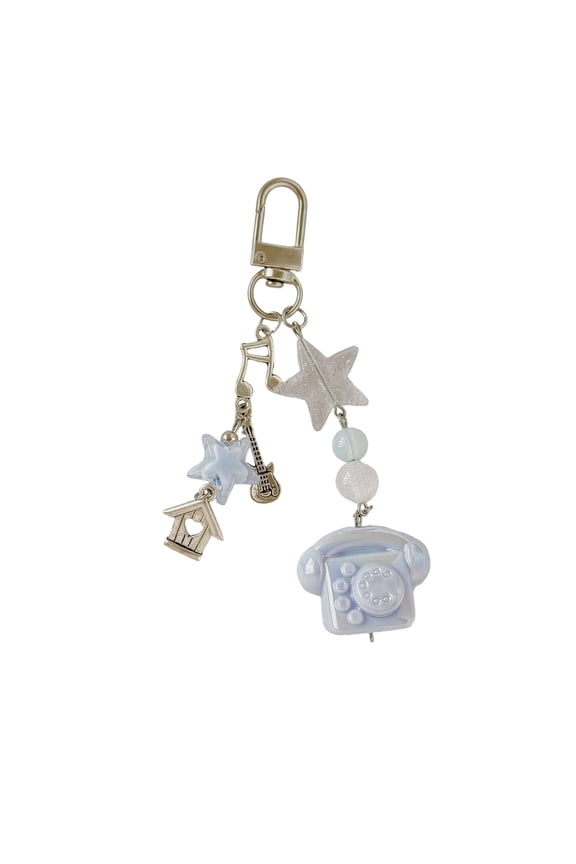 Resin Telephone Shaped Keyring Phone Strap Compact Retro Design For Children Practical Key Organiser Accessory