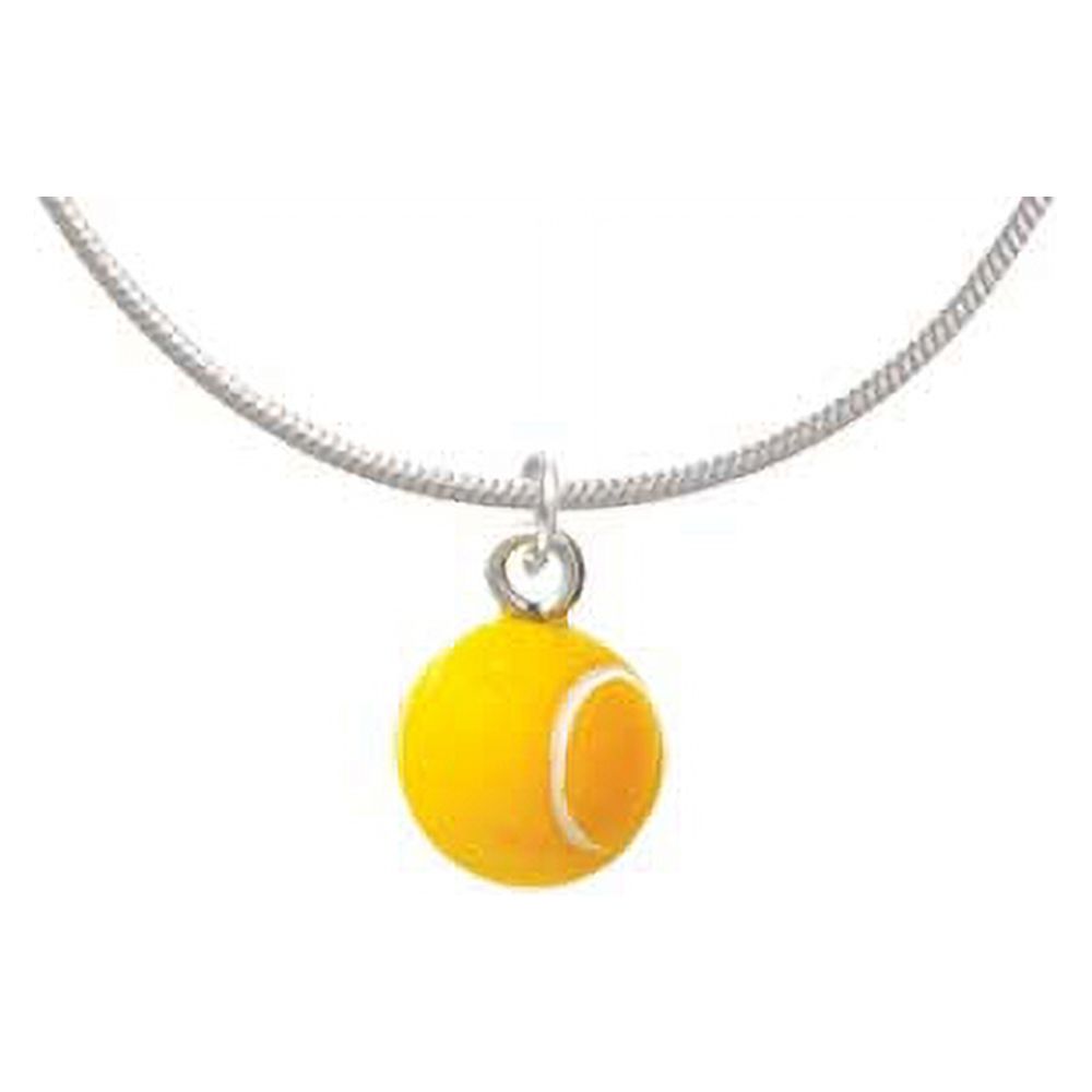 Resin Tennis Ball Charm Necklace, 18"+2" Extender