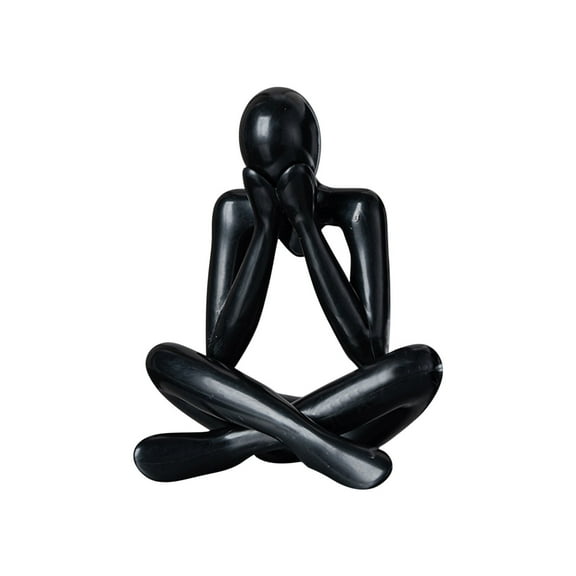 Resin Thinker Style Abstract Sculpture Statue Collectible Figurines for Home Office Coffee Tables Bookshelf Desktop Decor 1pc (Small Black Figurine)