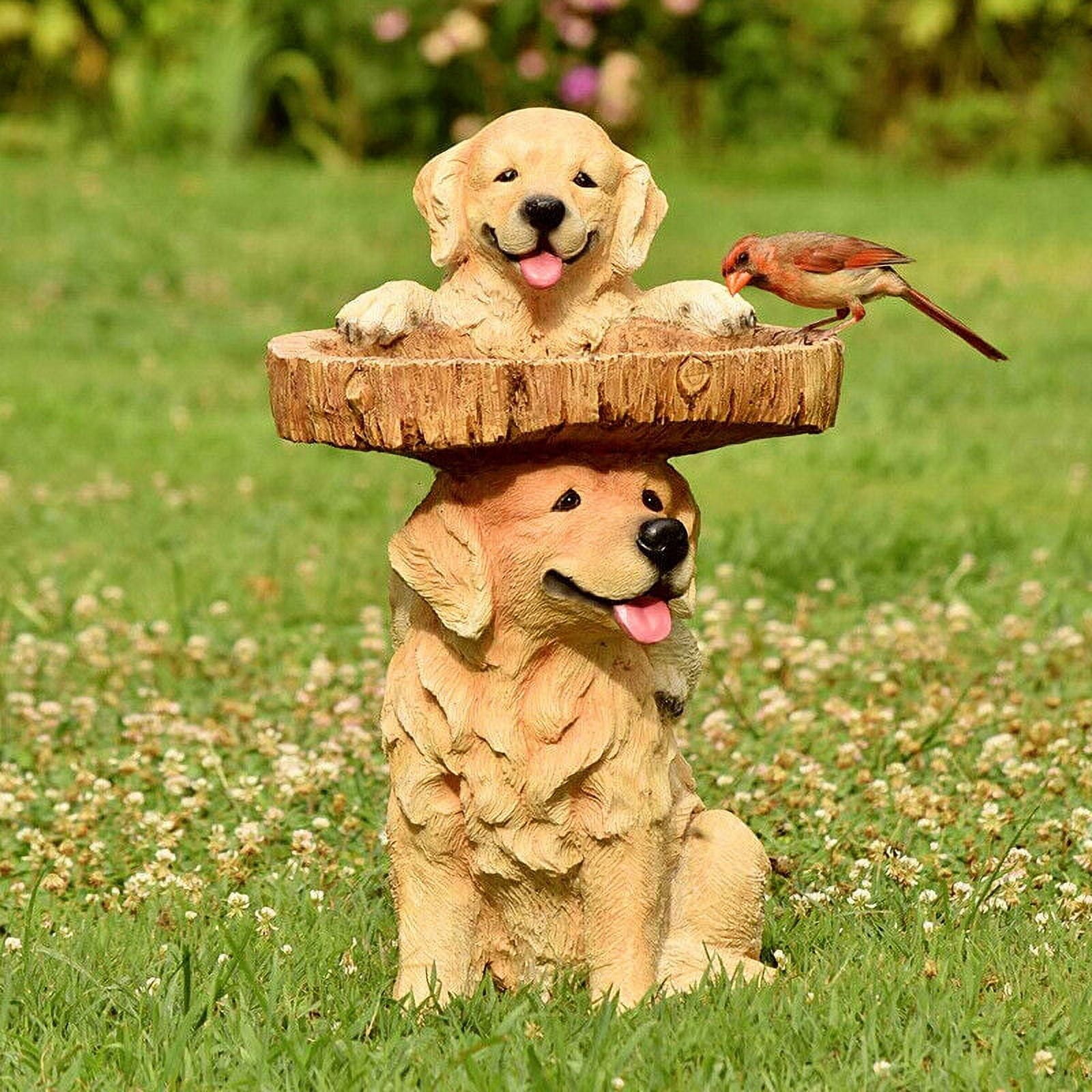 Resin Tree Dog Garden Bird Feeder for Outside Ornament Bird Bath Home Yard Outdoor Decoration