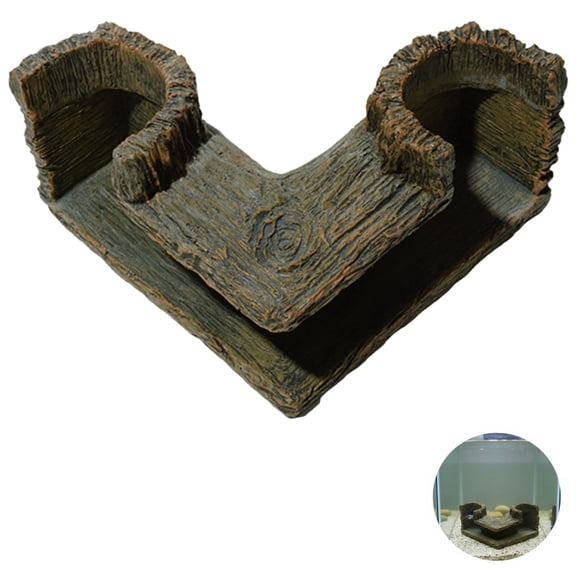 Resin Tree Trunk Aquarium Decoration, Naturalistic Wood Texture Fish Tank Hideaway Tunnel, Retro Brown Submerged Ornament with Corner Design, Sturdy Betta Cave Accessory for Small Tanks