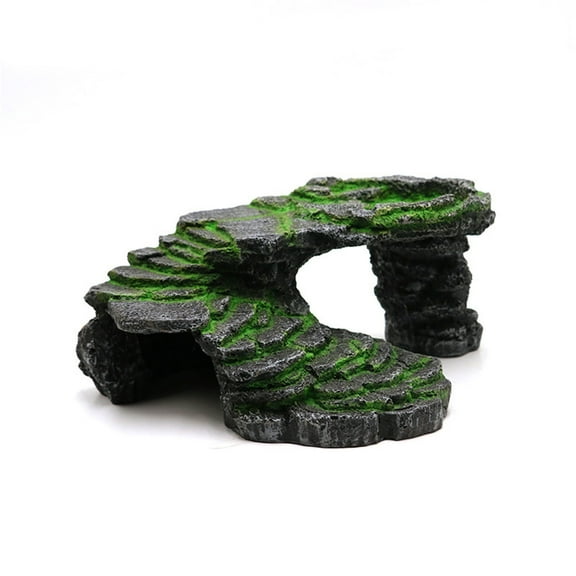 Resin Turtle Basking Platform Bridge Resting Hide Cave Reptiles Tanks Decoration Resin Landscape Rock Cave
