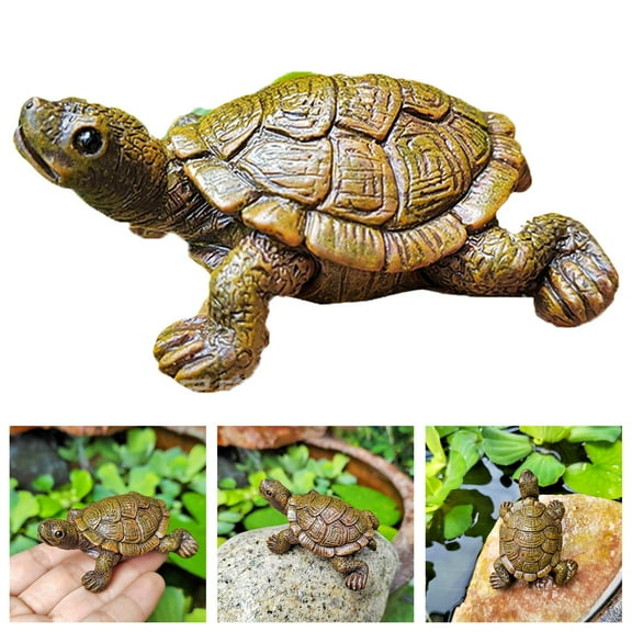 Resin Turtle Garden Statue - Realistic Design, DIY Landscaping Decor, Miniature Garden/Fish Tank/Terrarium Use, Unique Gardener Gift (2.17x2.64x1.18 Inch)