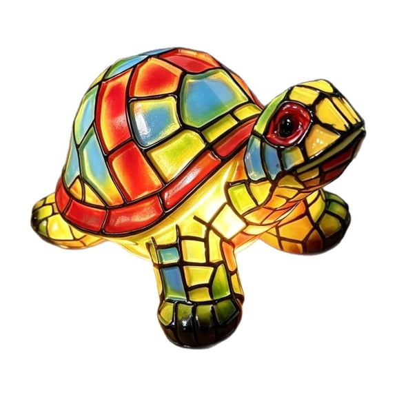 Resin Turtle LED Night Light, Decorative Desktop Animal Figurine Ornament, Creative Glowing Sea Turtle Sculpture for Household Tabletop Decor