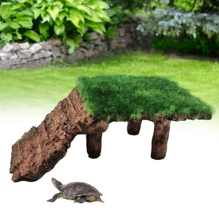 Resin Turtle Terrapin Dock Tortoise Basking Platform with Ramp Ornament Durable Friendly for Terrarium Tank Cave Hide-Out easy to clean, 11x6.5x4cm B