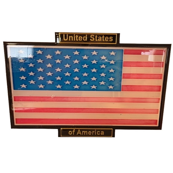 Resin United States Flag, Black Frame, Gold Lettering, Handmade