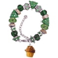 thumbnail image 1 of Resin Vanilla Cupcake with Chocolate Frosting Green Christmas Bead Bracelet, 1 of 4