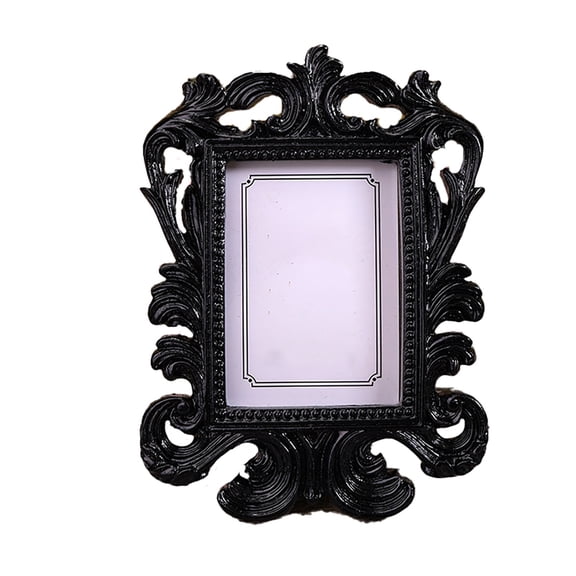 Resin Vintage Baroque Picture Frames, 1 Pc Rectangle Mini Photo Frame Party Favor Wedding Place Card Holders, 3.35x4.5 Inch,Black