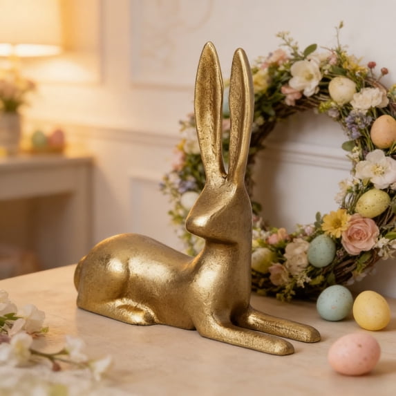 Resin Vintage Gold Bunny Decor Rabbit Figurines, Small Easter Bunny Figurine, Vintage Easter Rabbit Statue Table for Home Decoration(Style-A)
