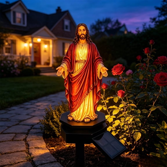Resin Virgin Mary Solar Ground Plug Light Auto On Off Waterproof Outdoor Garden Patio Pathway Decor Lamp,A