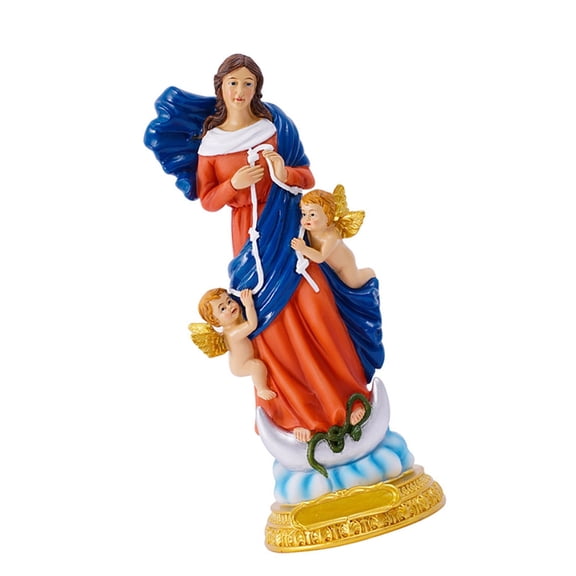 Resin Virgin Statue Catholic Figurine Decktop Double Babies Sculpture