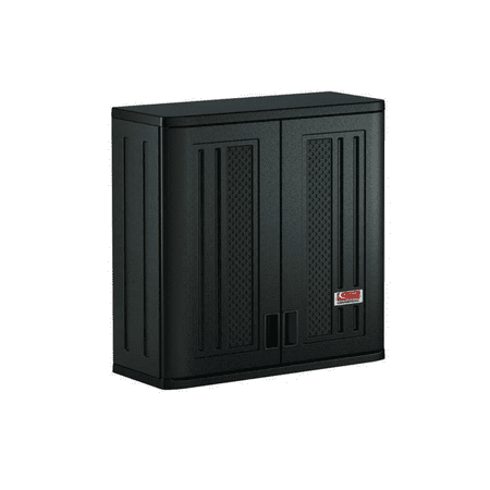 Suncast Adjustable Shelves Resin Wall Storage Cabinet with Doors, Dark Grey