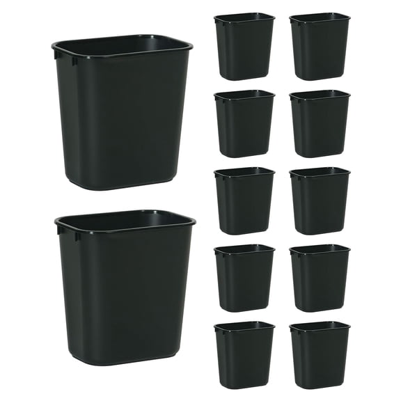 Resin Wastebasket/Trash Can, 7-Gallon/28-Quart, Black, Plastic, for Bedroom/Bathroom/Office, Fits Under Desk/Sink/Cabinet