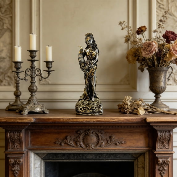 Resin Wealth Figurine European Style Decorative Statue Classic Art Sculpture for Home Living Room Office Desk Wine Cabinet Display Luxury Decor Home Decoration Gift Ornament