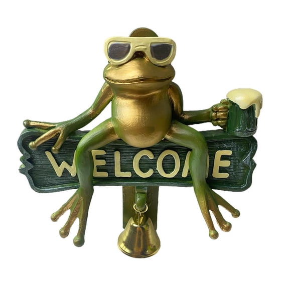 Resin Welcome Doorbell with Frog Illustration for Homes, Weather-Resistant and Easy to Mount