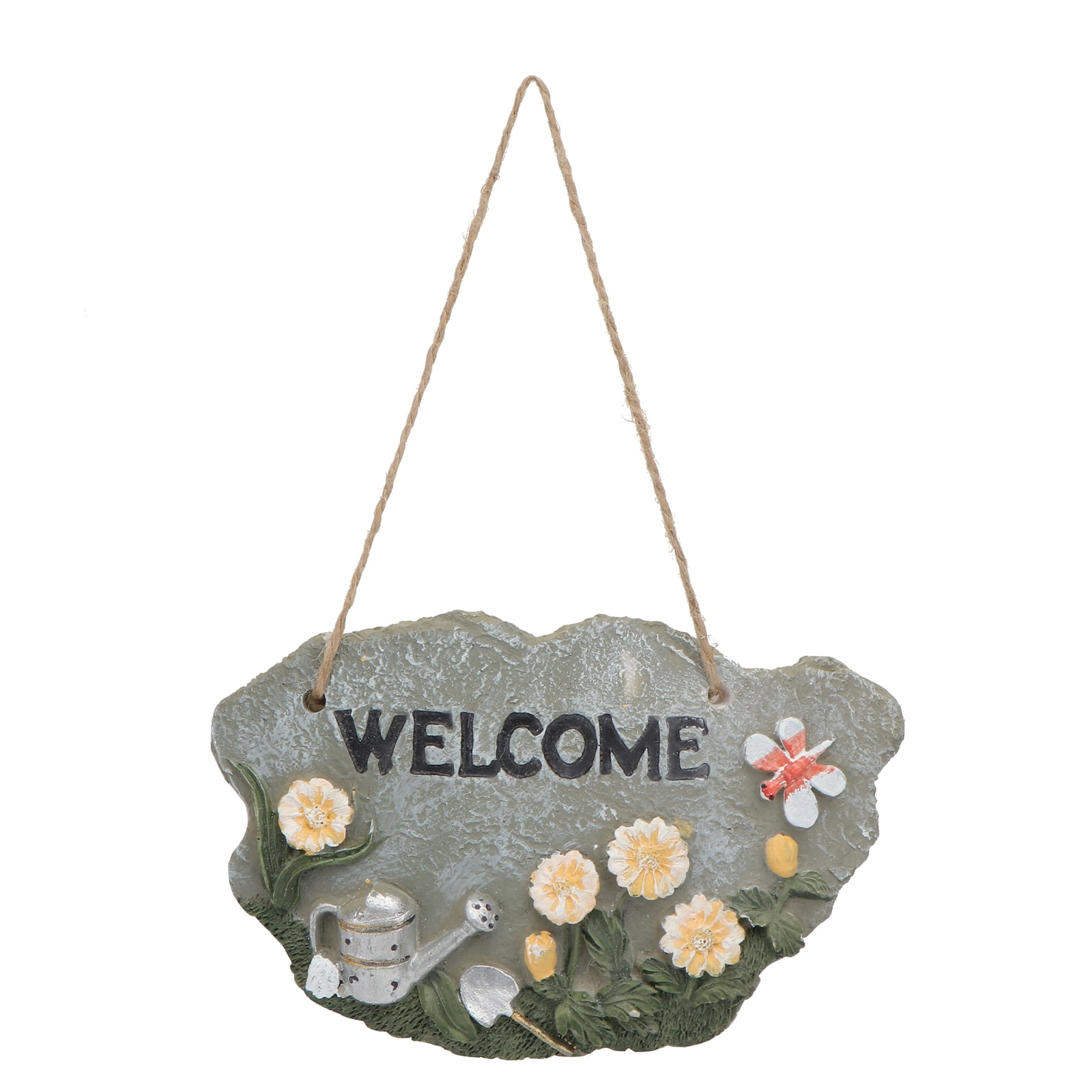 Resin Welcome Sign Front Door Hanging Outdoor Decor Emblems Wall