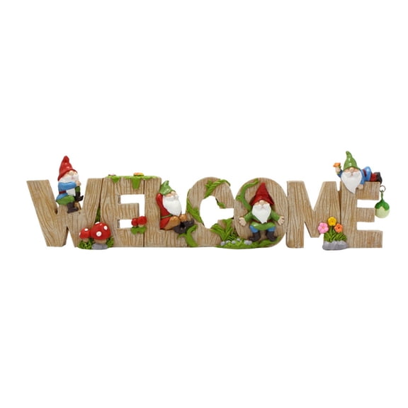 Resin Welcome Sign Set Welcome Letter Ornament with Elf Dwarf Pattern Stylish Letter Decor for Home Office Garden Gift