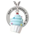 thumbnail image 1 of Resin White Cupcake with Blue Frosting Angels Wear Scrubs Affirmation Ring Necklace, 1 of 2