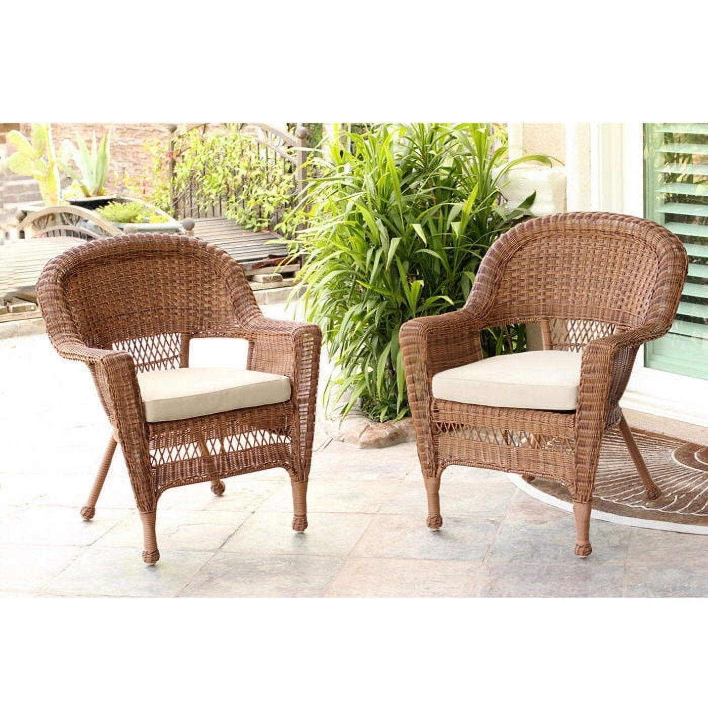 Resin Wicker Patio Chair with Cushion by Jeco Set of 2