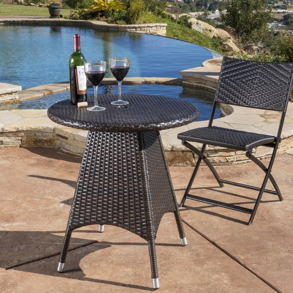 Resin Wicker Wrapped Bistro Table / Great for Intimate Outdoor Conversations