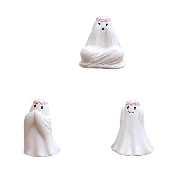 Resin Wreath Ghostly Statues Miniature Monsters Sculptures Halloween Porch Tabletop Decorations