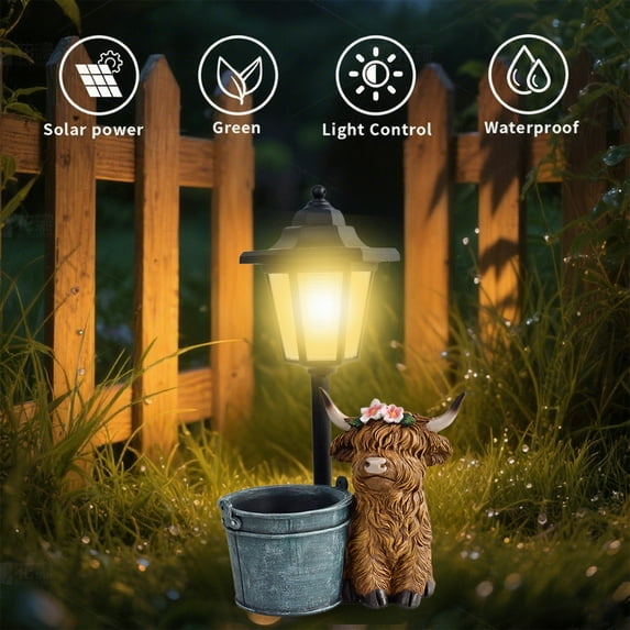 Resin Yak Solar Light Outdoor Garden Courtyard Decoration Animal Landscape Light