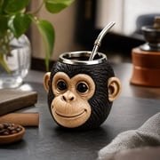 Resin Yerba Mate Gourd Cup with Bombilla Straw, Stainless Steel Liner Tea Mug for Unique Drinking Gift Display