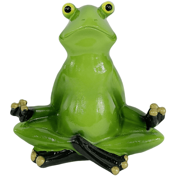 Resin Yoga Garden Statue With Amphibian, Handcrafted Outdoor And Indoor Lawn Ornament For Patio Or Tabletop Decoration, Green Figurine For SCULPTURE Set(Meditating Frog)