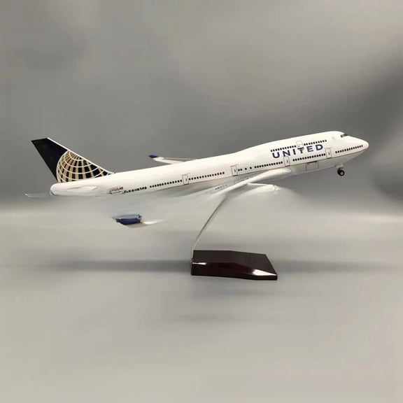 Resin aircraft 1:85 size model United Airlines series passenger aircraft with wheels display model gift United Airlines 737/747/777/78747cm United Airlines aircraft model with lights and wheels