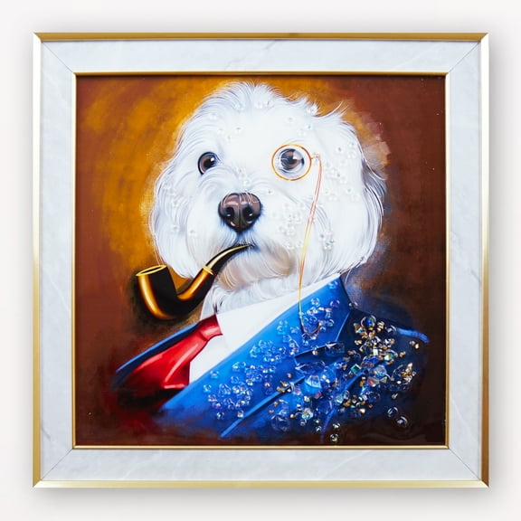 Resin art painting-dog portrait, white dog, dog art, dog pet painting, resin wall art, handmade home decor, living room decor, gift for the home