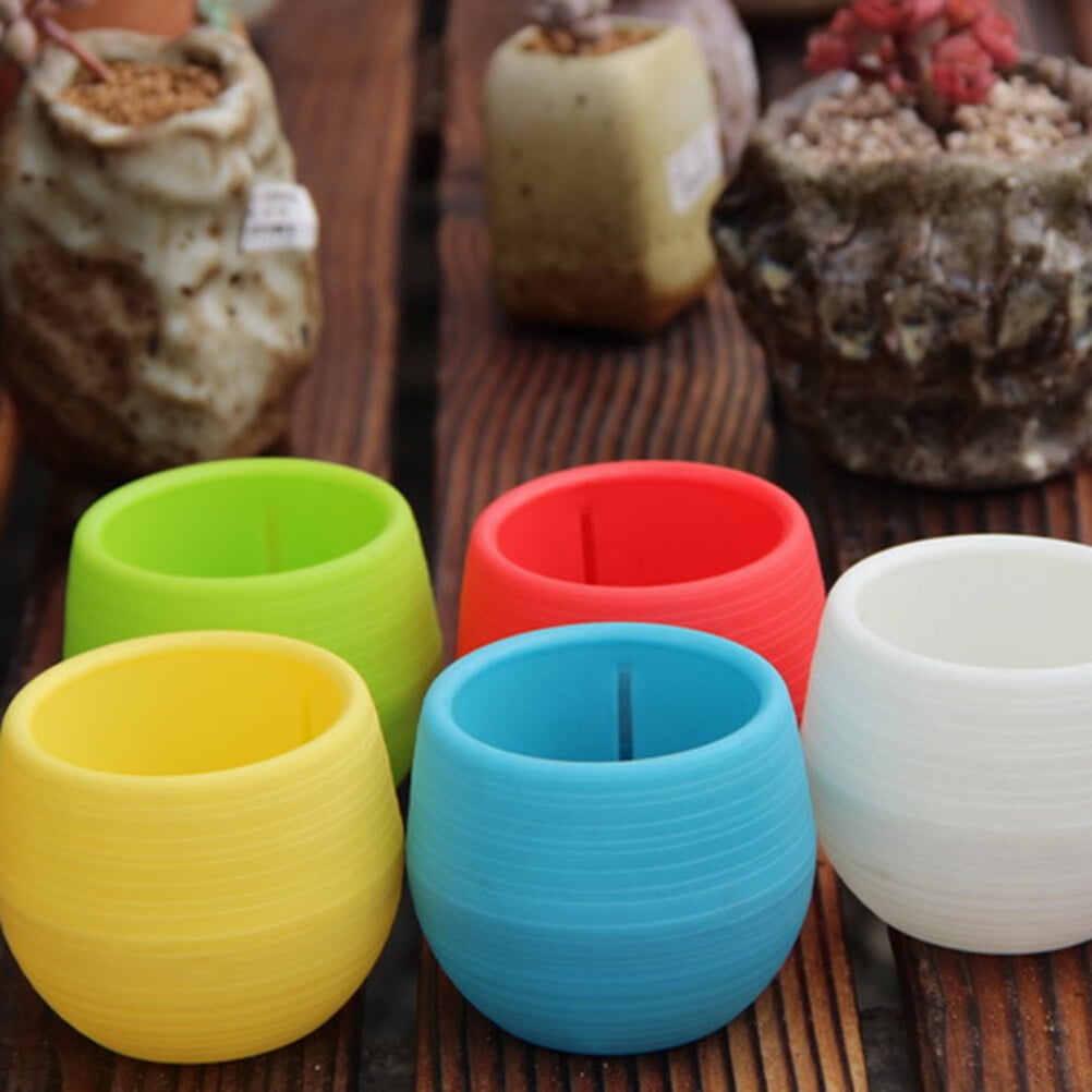 Resin pot Mini Round Resin Flower Pot Solid Color Planter Home Office