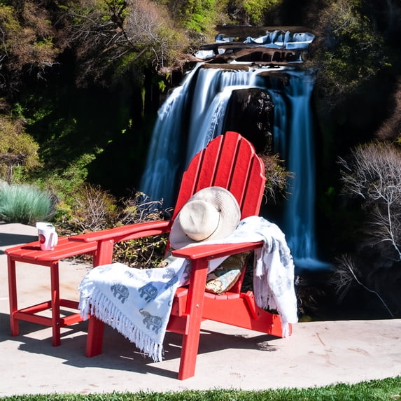 ResinTEAK Adirondack Chair, All Weather Resistant, HDPE Poly Lumber, Comfortable Patio Furniture, Outdoor Plastic Adirondack Chairs, New Tradition Collection (Red)