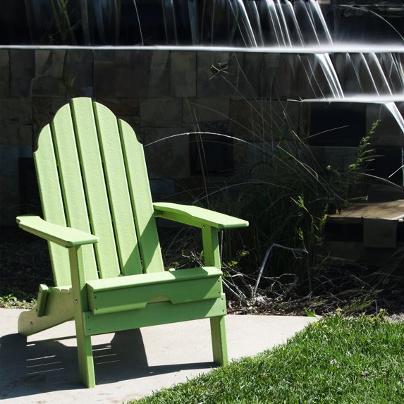 ResinTEAK All Weather Folding Adirondack Chair, HDPE Poly Lumber Green