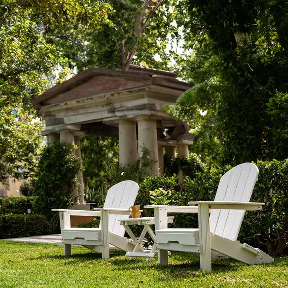 ResinTEAK Folding Adirondack Chair, Premium All Weather Outdoor Patio Furniture, 21 Inch Wide Seat, Up to 350 lbs, Foldable Outdoor Patio Chairs, New Heritage Collection (White)