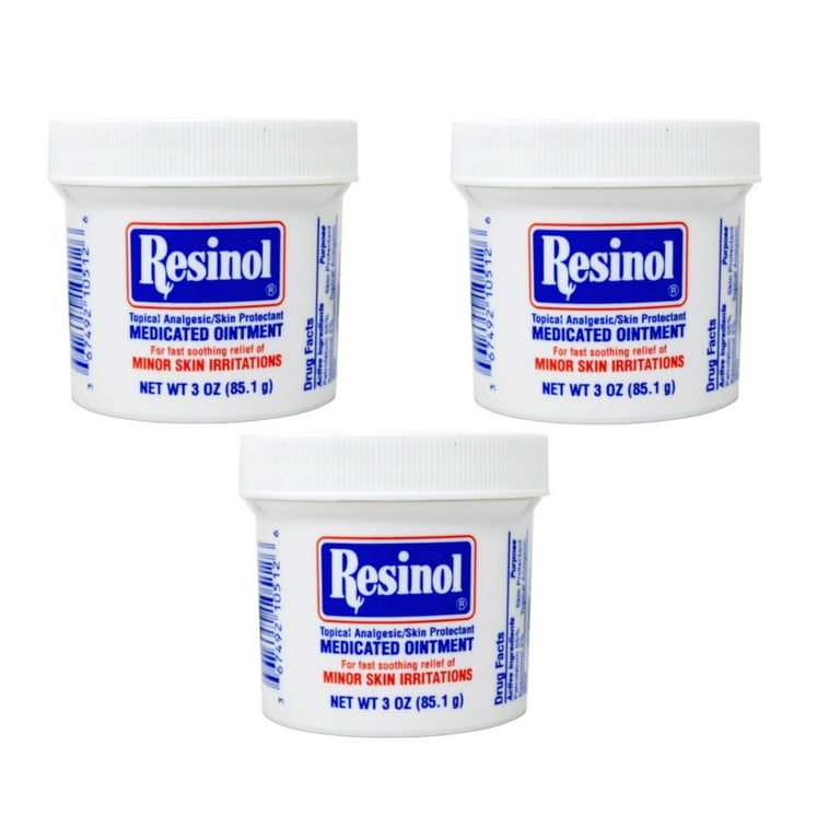 Resinol Medicated Ointment For Itch Relief And Protection Of Skin Rashes  and Irritations, 3 Ounce Jar - 3 Pack 