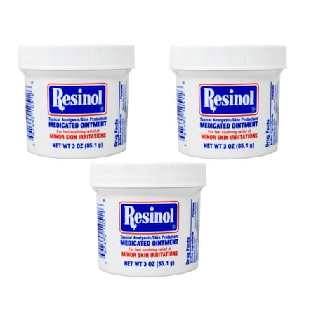 Resinol Medicated Ointment For Itch Relief And Protection Of Skin Rashes and Irritations, 3 Ounce Jar - 3 Pack