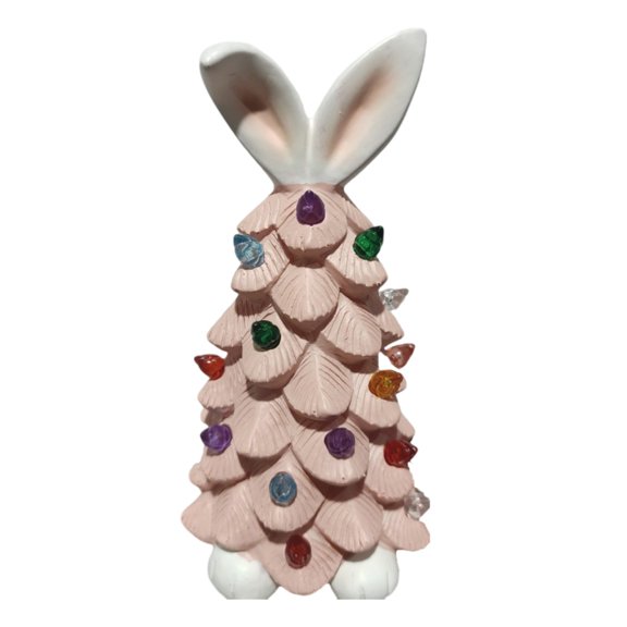 Resins Bunnies Ear Light Easters Rabbit Tree Figurine with Colorful Lamp Beads Decoration Ornament for Home Tabletop