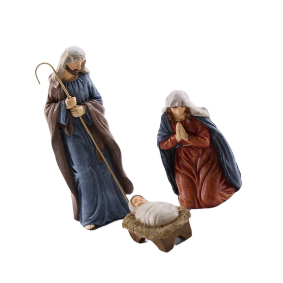 Resins Nativity Scene 3 Piece Figures Set Religious Holy Family Sculptures Ornaments Christmas Tabletop Decorative Art