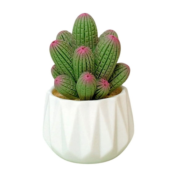 Resins Plant Bonsais Ornament Miniature Green Cactus Figurine for Home Office Decors Car Dashboard Accessories