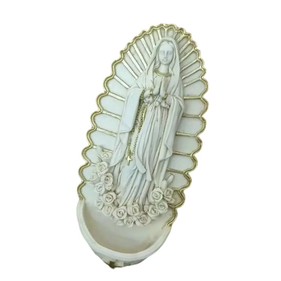 Resins Sacred Sculpture Holy Water Font Figurine Wall Ornament for Christian Home Entrance and Prayer Room Decoration
