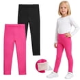 thumbnail image 1 of Resinta 2 Pack Girls Winter Cotton Fleece Lined Leggings Thick Thermal Tights Warm Full Length Pants for Kids, 1 of 7