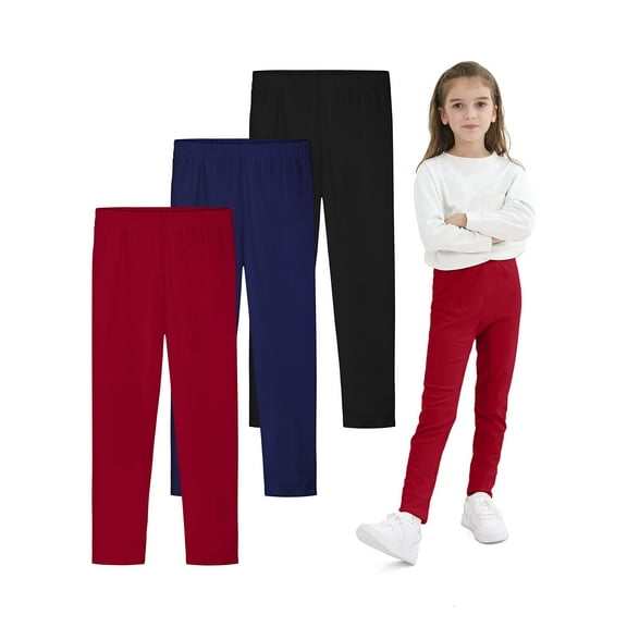 Resinta 3 Pack Girls Leggings Cotton Full Length Leggings Soft Comfortable Footless Leggings Stretchy Tights Pants