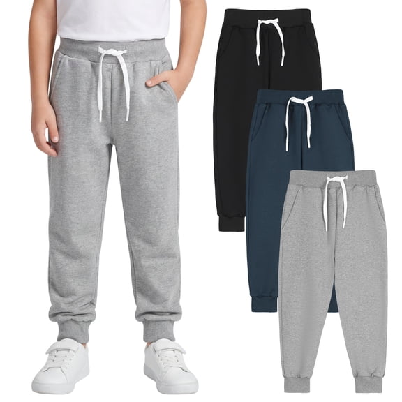 Resinta 3 Pack Toddlers and Baby Boys Pull-On Pants Kids Sport Jogger Casual Active Playwear Sweats Pants with Pocket